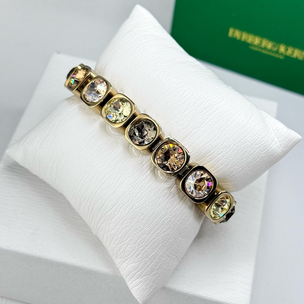 Yellow Gold Tennis Bracelet, Golden Crystal Gold Plated Chunky Yellow - Picture 4 of 10